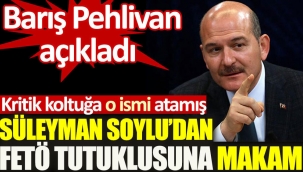 Süleyman Soylu'dan FETÖ tutuklusuna makam. Barış Pehlivan açıkladı